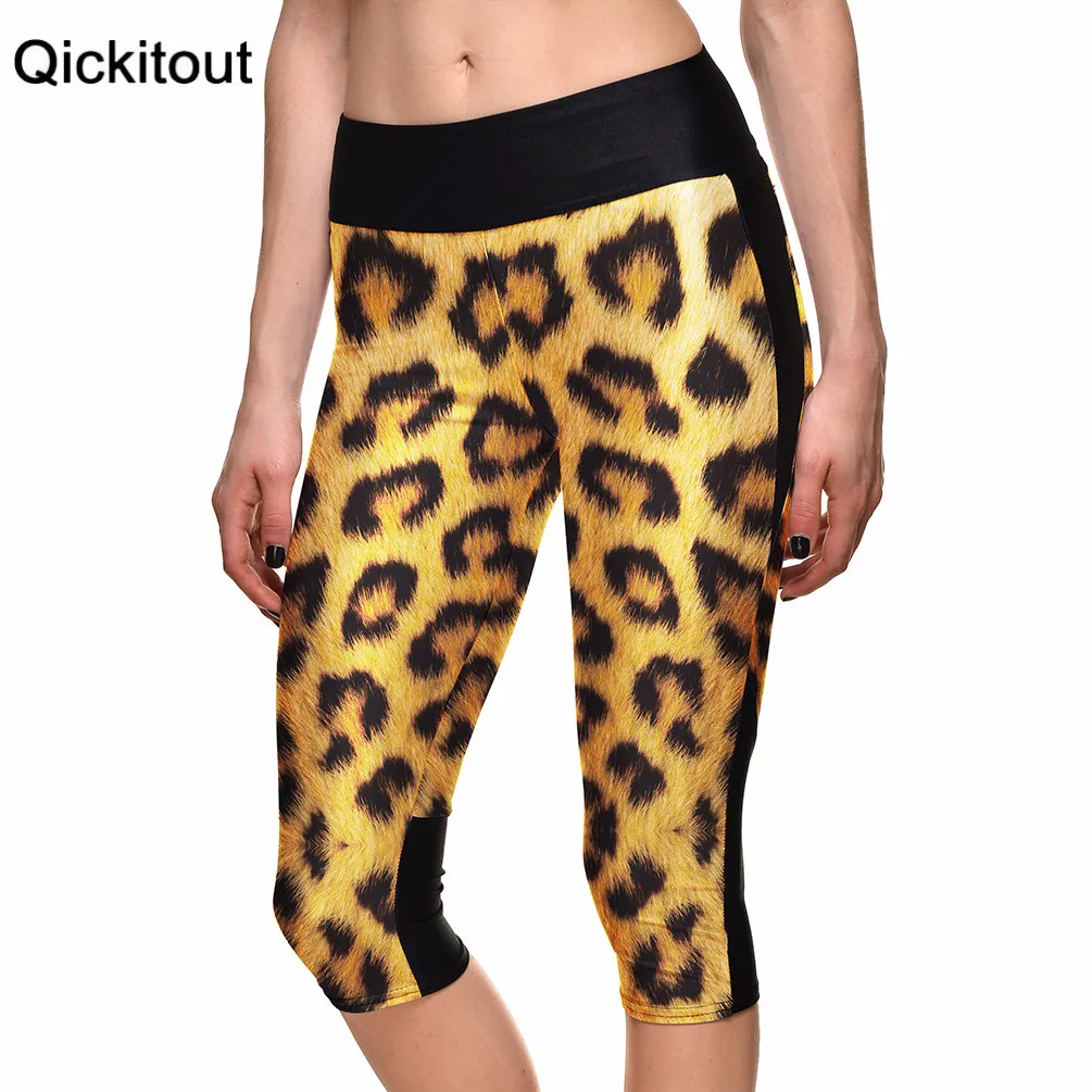 Fashion New arrival Sexy Hot women's 7 point pants Animal tiger leopard digital print women high waist Side pocket phone | Женская