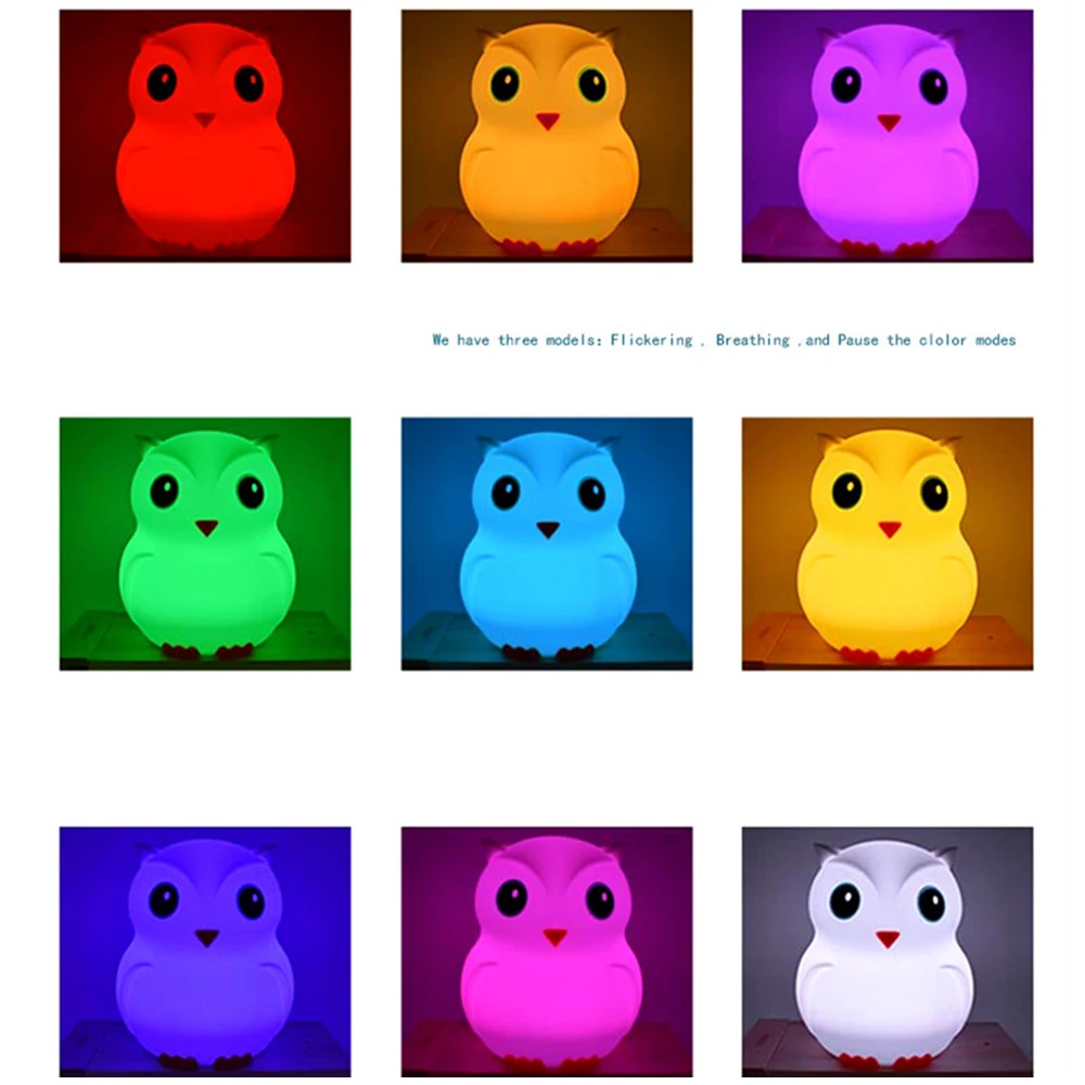 Owl LED Night Light Touch Sensor 9 Colors Silicone Bird Lamp USB Battery Powered Bedroom Bedside Lamp for Children Baby Gift
Owl LED Night Light Touch Sensor 9 Colors Silicone Bird Lamp USB Battery Powered Bedroom Bedside Lamp for Children Baby Gift