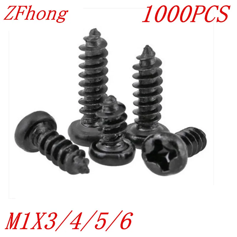 1000PCS M1*3/4/5/6 1mm black micro electronic screw cross recessed phillips round pan head self tapping screw
1000PCS M1*3/4/5/6 1mm black micro electronic screw cross recessed phillips round pan head self tapping screw