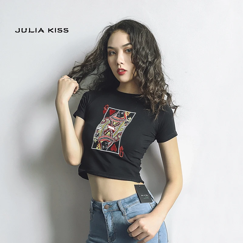 Women Embroidery Poker Queen Fit Crop Tee Short Sleeve in Embroidery Poker
Women Embroidery Poker Queen Fit Crop Tee Short Sleeve in Embroidery Poker