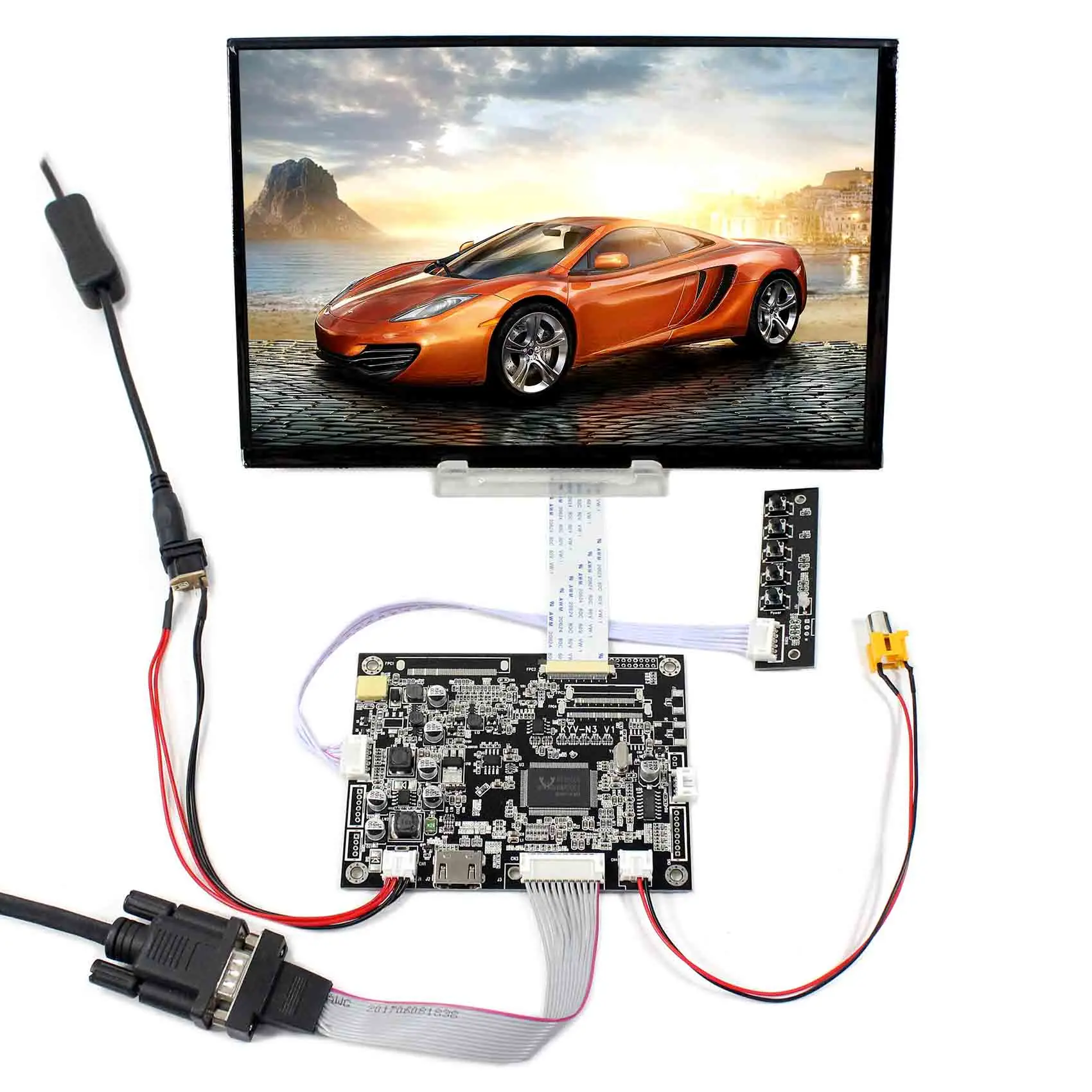 H DMI VGA AV RT2668 LCD Controller Board KYV-N3 V1 EJ101IA-01G 10.1inch 1280x800 IPS LCD Screen
H DMI VGA AV RT2668 LCD Controller Board KYV-N3 V1 EJ101IA-01G 10.1inch 1280x800 IPS LCD Screen