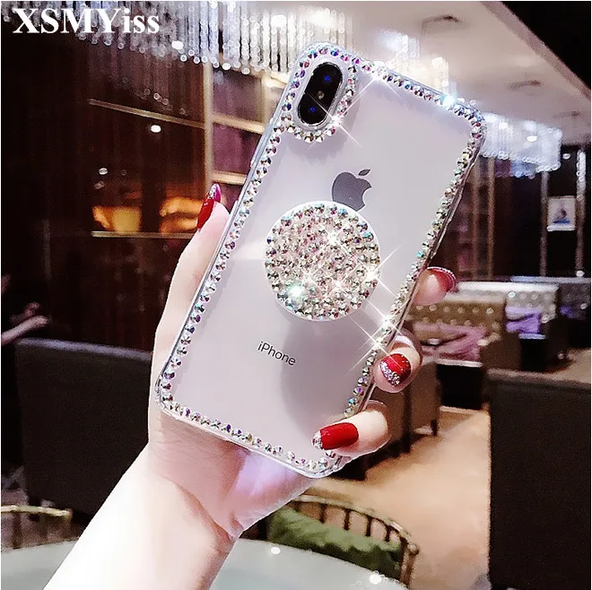Luxury Bling Rhinestone Diamond Airbag Bracket Transparent Phone Case For iphone 13 12 mini 11 Pro MAX 8 7 6 6S Plus X XR XS MAX
Luxury Bling Rhinestone Diamond Airbag Bracket Transparent Phone Case For iphone 13 12 mini 11 Pro MAX 8 7 6 6S Plus X XR XS MAX
