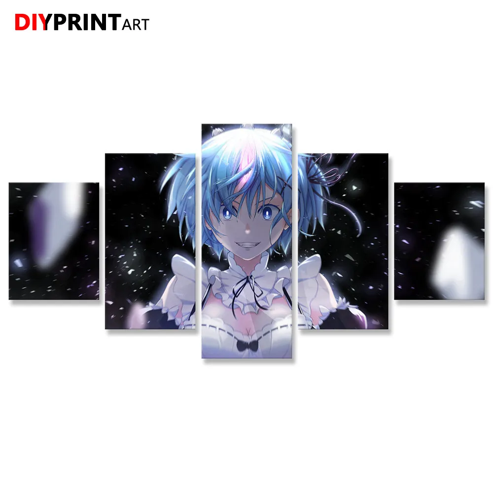 Картина на холсте с улыбающимися голубыми волосами Re Zero Rem 5 шт. для гостиной A2147 |