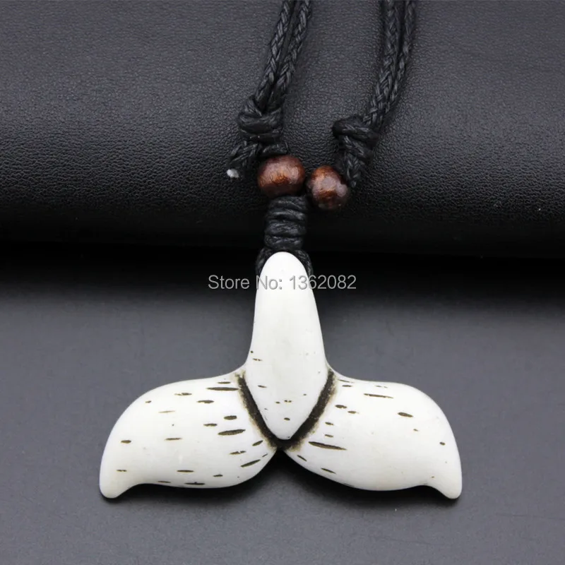 Hawaiian Surfer Handmade Faux Bone Carved Shark WHALE TAIL Pendant Necklace New Zealand Tribal Maori Choker Gift MN527 | Украшения и