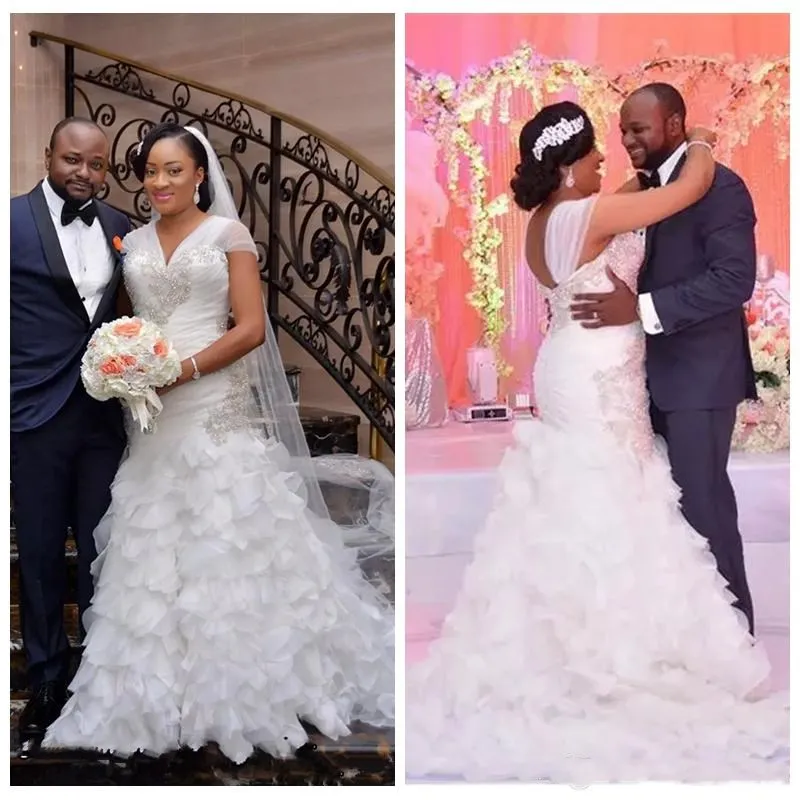 2021 luxury Mermaid Wedding Dresses Lace Appliques Beading Sequin Long Bridal Gowns Tiered Garden Robe De Marriage Plus Size
2021 luxury Mermaid Wedding Dresses Lace Appliques Beading Sequin Long Bridal Gowns Tiered Garden Robe De Marriage Plus Size