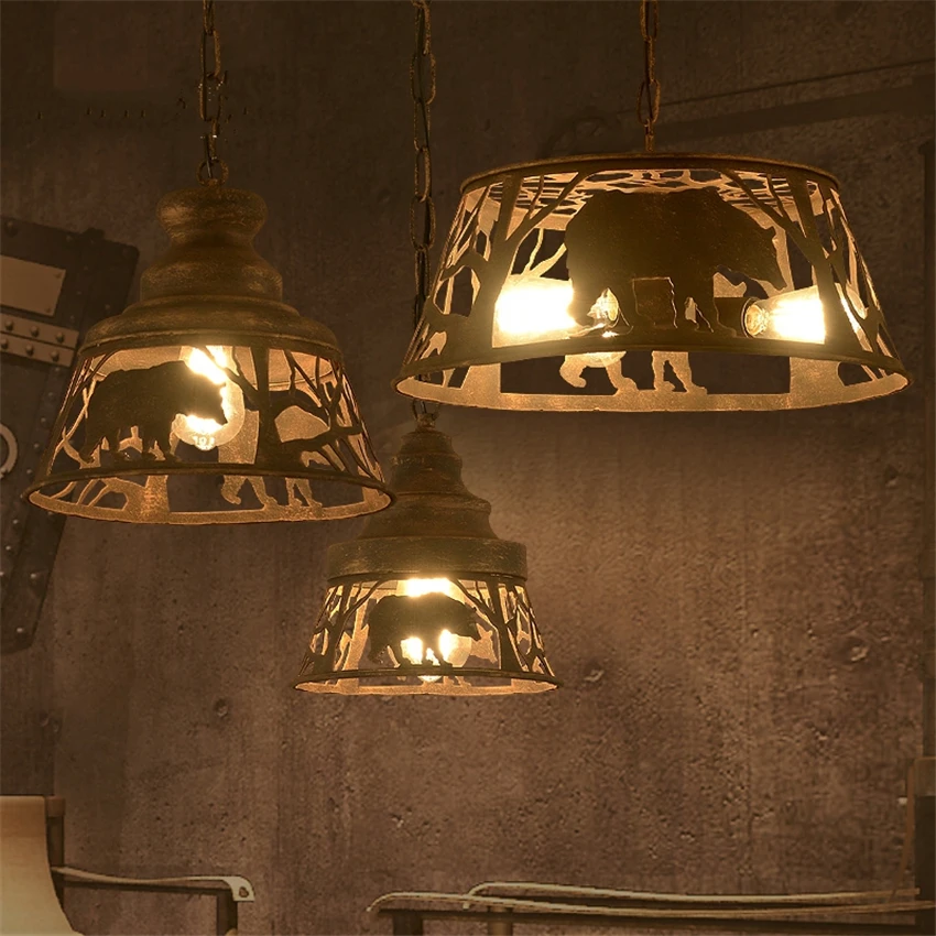 Retro Industrial Forest Bear Iron Pendant Lights Bar Table Bedroom Living Room Restaurant American Theme Hanging Lights Fixtures
Retro Industrial Forest Bear Iron Pendant Lights Bar Table Bedroom Living Room Restaurant American Theme Hanging Lights Fixtures