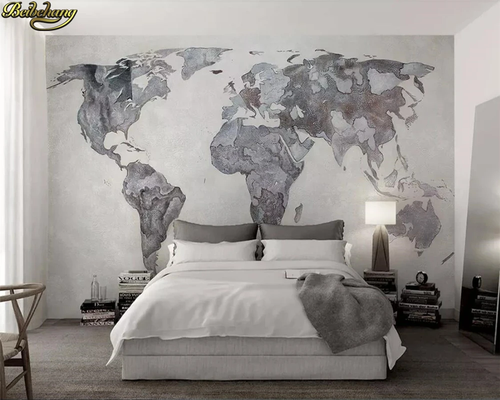 

beibehang Custom wallpaper mural new gray world map wild simple Nordic TV background wall papers home decor papel de parede 3d
