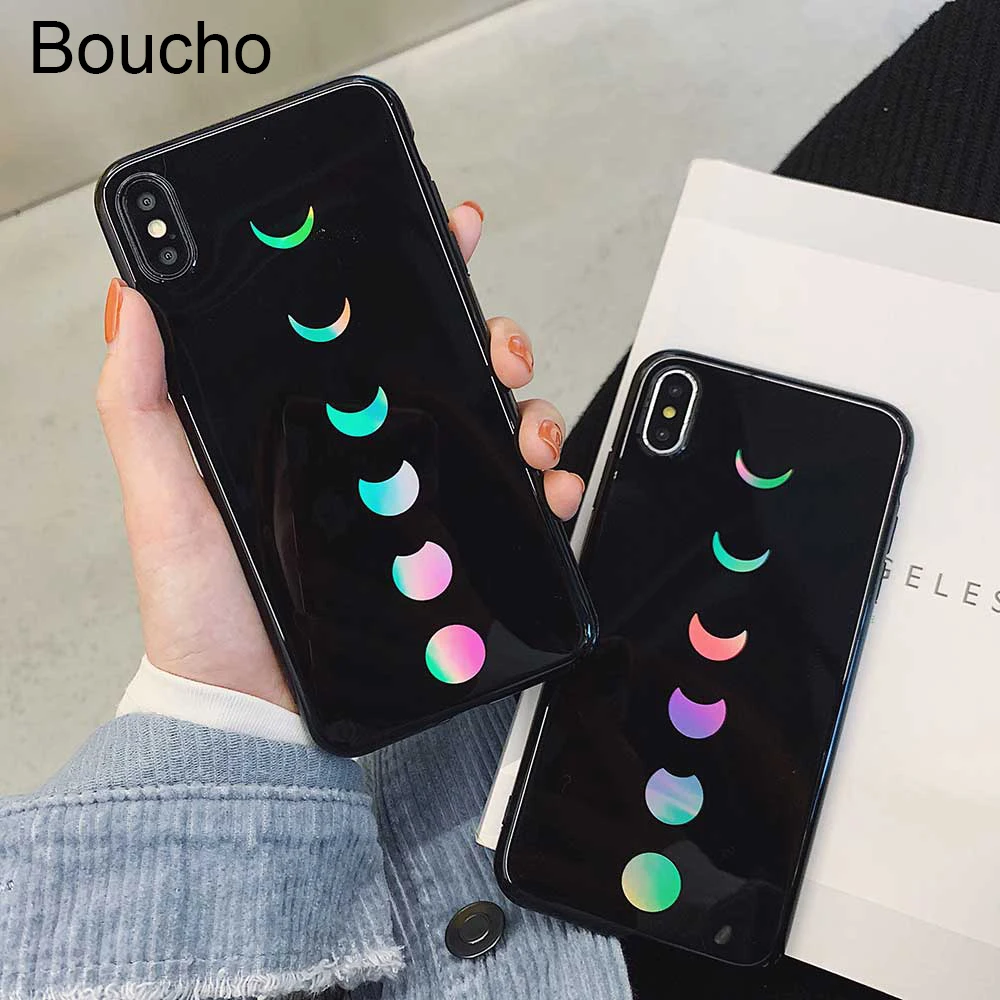 Чехлы Boucho для телефонов iphone XS MAX X XR Модный чехол с лазерным узором Eclipse 8 7 6 6s Plus