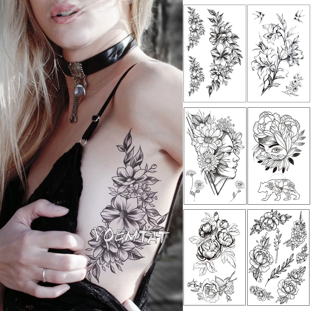 Waterproof Temporary Tattoo Sticker Black Roses Design Tatoo Flower Arm Body Art Big Large Fake Tatto Sticker For women
Waterproof Temporary Tattoo Sticker Black Roses Design Tatoo Flower Arm Body Art Big Large Fake Tatto Sticker For women