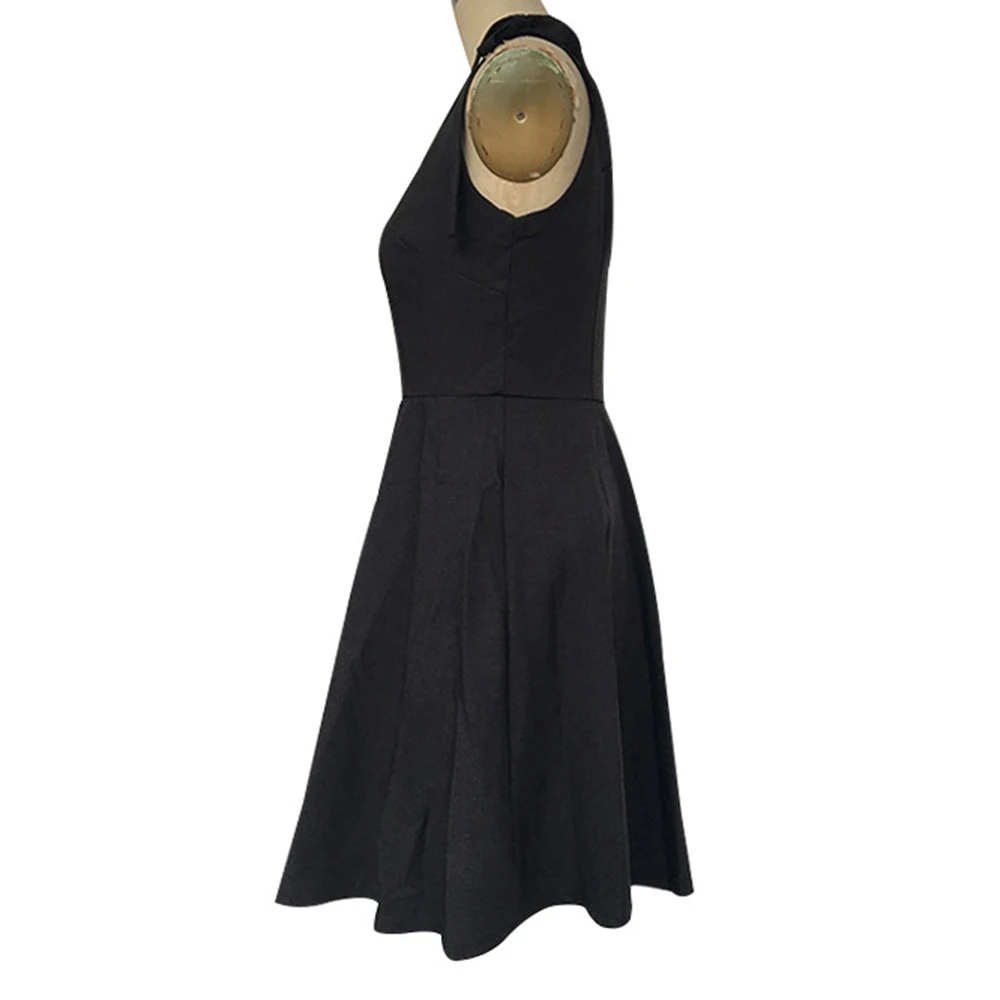 Винтаж Хепберн Стиль черные однотонные вечерние платье элегантное в ретро стиле