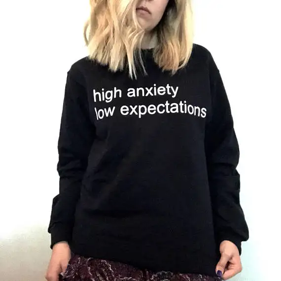 Skuggnas high anxiety low expectations Fashion Casual hoody Tumblr Sweatshirts Jumper hoodies harajuku aesthetic Cotton Tops
Skuggnas high anxiety low expectations Fashion Casual hoody Tumblr Sweatshirts Jumper hoodies harajuku aesthetic Cotton Tops