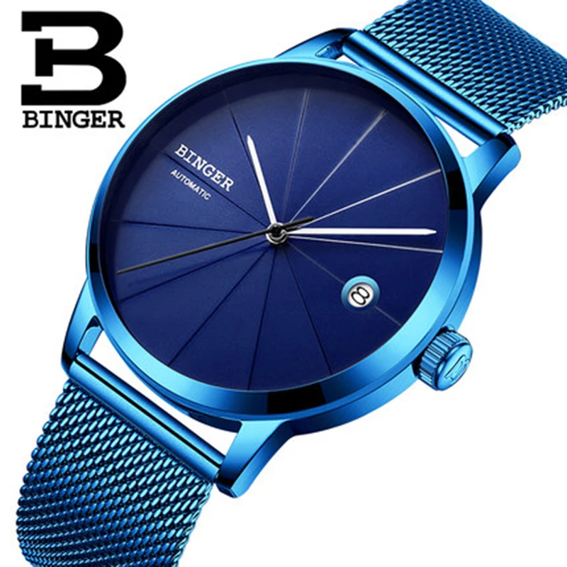

Оригинальные Роскошные мужские часы бренда BINGER, механические, полностью стальные, автоматические, с автоподзаводом, простые, креативные, мо...
