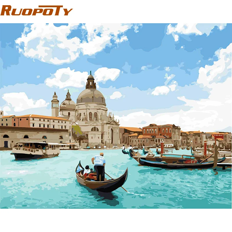 Рамка RUOPOTY Венецианская морская накидка DIY Painitng по номерам домашний настенный