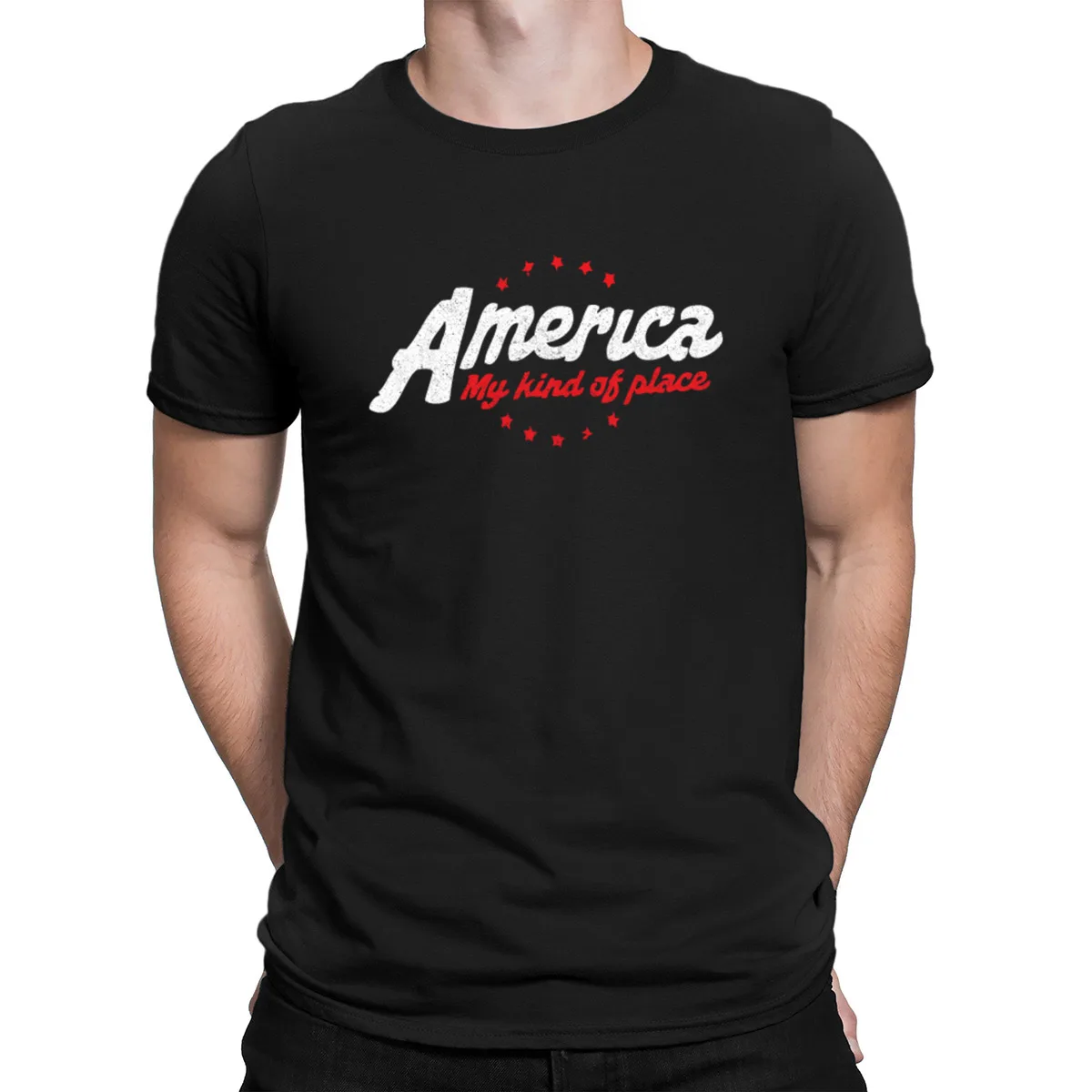 Фото Американская футболка в виде места летняя Стильная приталенная хлопковая