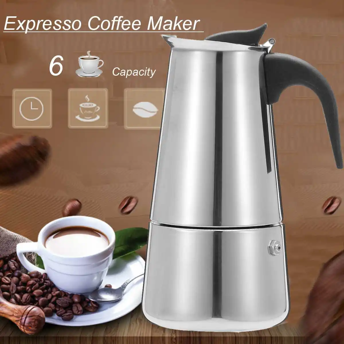 6 Cups Detachable Coffee Maker Pot Mocha Espresso Coffee machine Stainless Steel Latte Filter Moka Coffee Maker Pot for Kitchen
6 Cups Detachable Coffee Maker Pot Mocha Espresso Coffee machine Stainless Steel Latte Filter Moka Coffee Maker Pot for Kitchen