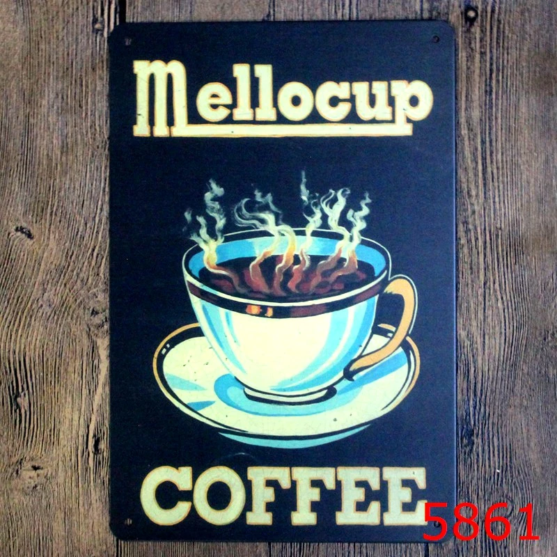 Настенная Наклейка Mello в виде чашки кофе металлический жестяной знак железная