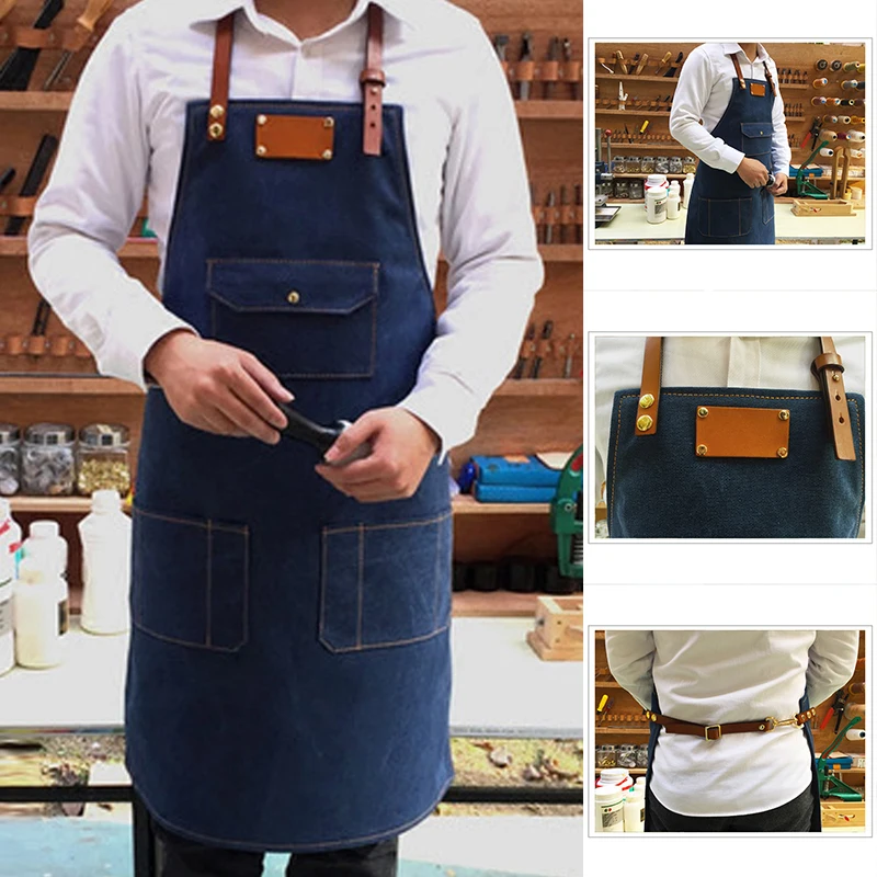 Blue Practical Working Denim Bib Apron With Leather Strap For Barista Chef Barber Pocket Studio Uniform
Blue Practical Working Denim Bib Apron With Leather Strap For Barista Chef Barber Pocket Studio Uniform