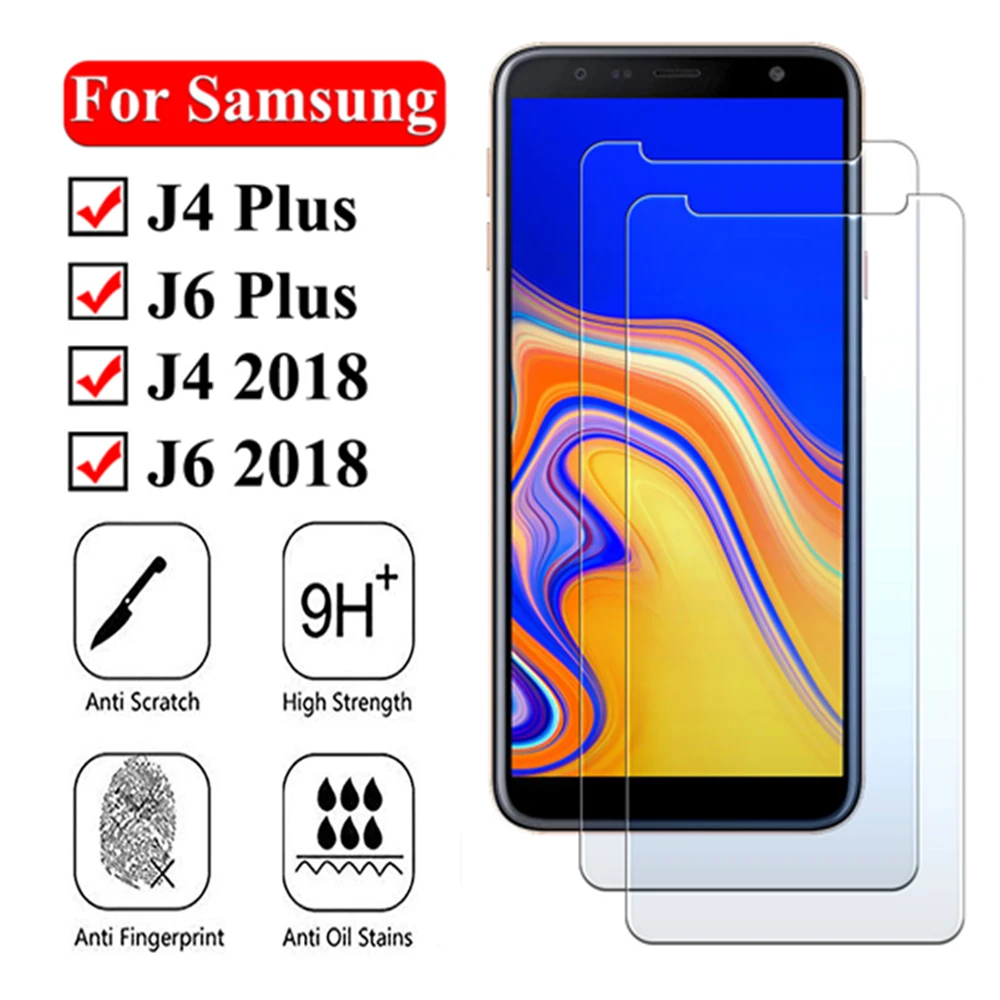 Закаленное стекло 9H для Samsung Galaxy J4 J6 Plus 2018 Защита экрана J 4 6 4j 6j защитная