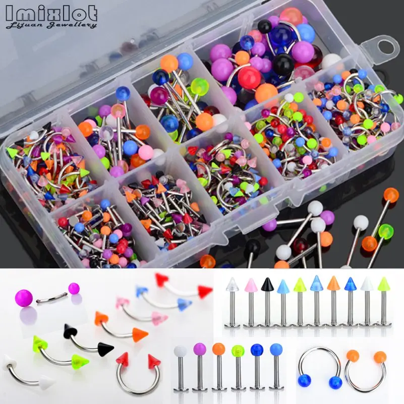 45Pcs Mixed Acrylic Spike/Ball Navel Eyebrow Lip Tongue Ring Nose Rings Studs Belly Piercing Barbell Body Jewelry Wholesale
45Pcs Mixed Acrylic Spike/Ball Navel Eyebrow Lip Tongue Ring Nose Rings Studs Belly Piercing Barbell Body Jewelry Wholesale