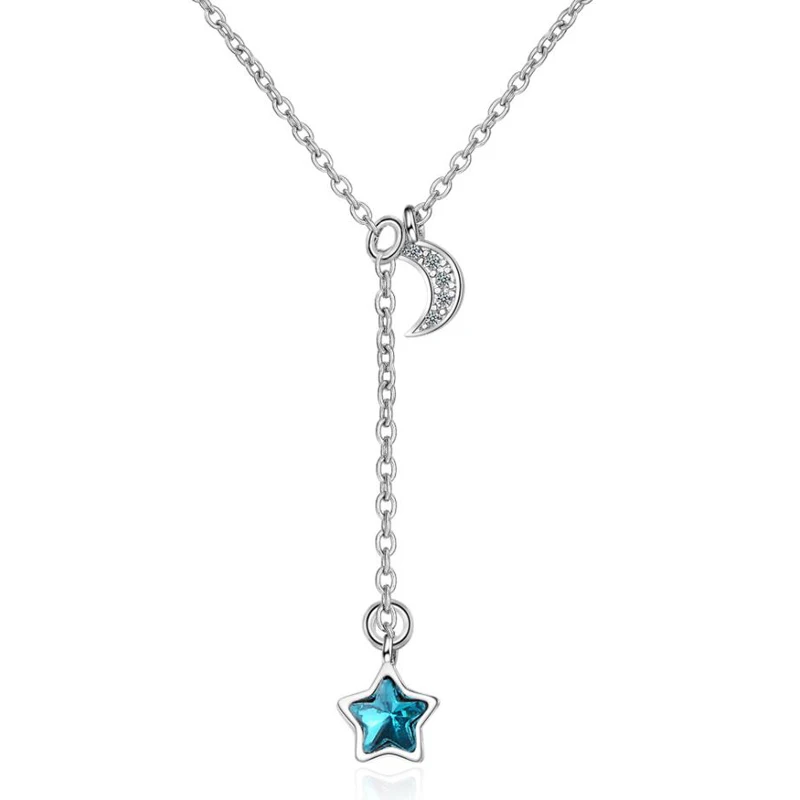 KOFSAC Fashion Silver 925 Necklaces For Women Party Jewelry Charm Blue Crystal Star Moon Necklace Female Engagement Accessories
KOFSAC Fashion Silver 925 Necklaces For Women Party Jewelry Charm Blue Crystal Star Moon Necklace Female Engagement Accessories