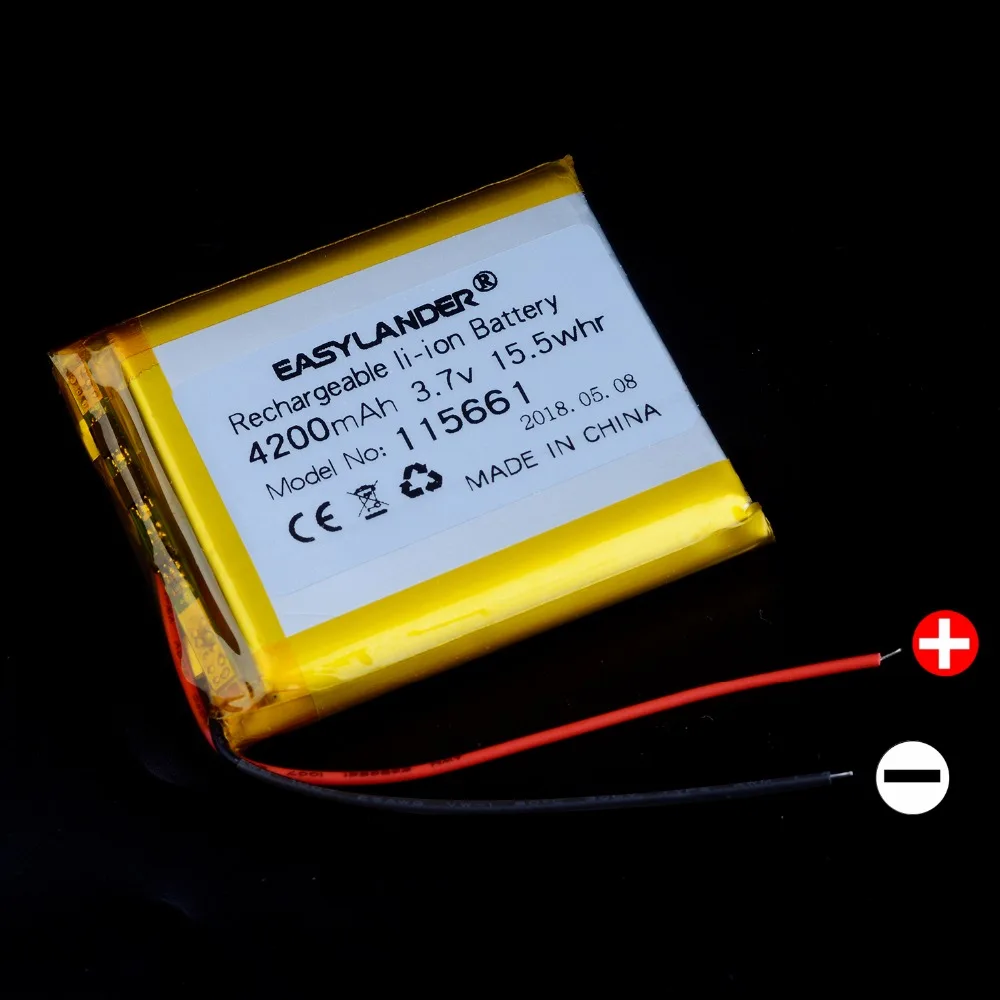 Перезаряжаемый литий-полимерный аккумулятор 115661 3,7 в 4200 мАч для GPS Bluetooth динамика «сделай сам» пауэрбанк планшет ПК навигация
Перезаряжаемый литий-полимерный аккумулятор 115661 3,7 в 4200 мАч для GPS Bluetooth динамика «сделай сам» пауэрбанк планшет ПК навигация