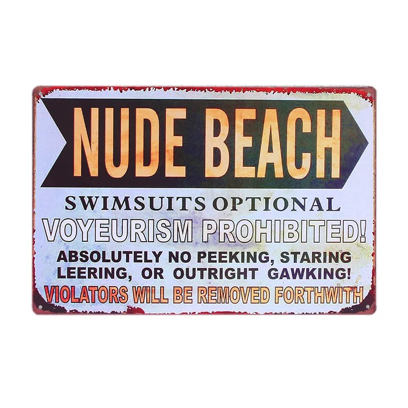 Nude Beach Vintage Metal Tin Sign Home Bar Pub Cafe Decor Wall Sticker Decoration Metal Art Poster Iron Plate 30x20cm
Nude Beach Vintage Metal Tin Sign Home Bar Pub Cafe Decor Wall Sticker Decoration Metal Art Poster Iron Plate 30x20cm