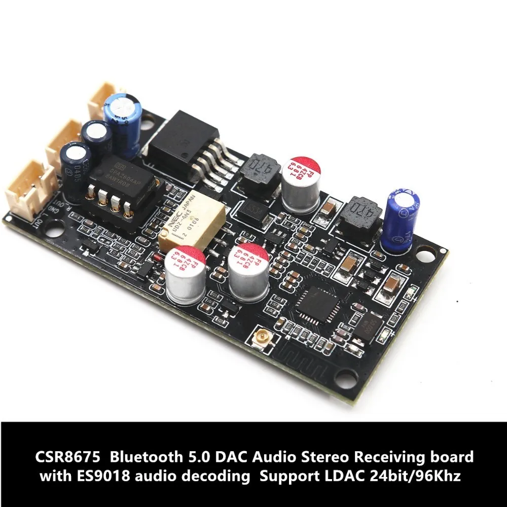 CSR8675 Bluetooth 5.0V DAC Audio Stereo Receiving board with ES9018 audio decoding Support LDAC 24bit/96Khz
CSR8675 Bluetooth 5.0V DAC Audio Stereo Receiving board with ES9018 audio decoding Support LDAC 24bit/96Khz