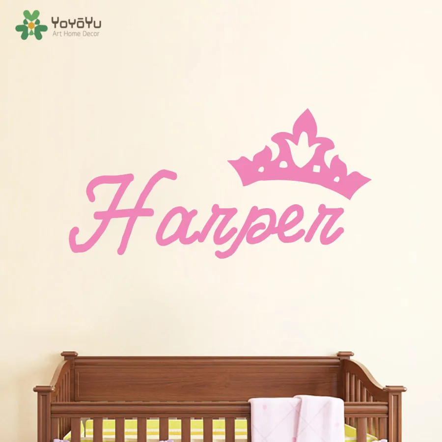 YOYOYU Wall Decal Princess Personalized Name Stickers For Baby Bedroom Crown Pattern Home Decor Art Mural Nursery DIY SY642 | Дом и сад
