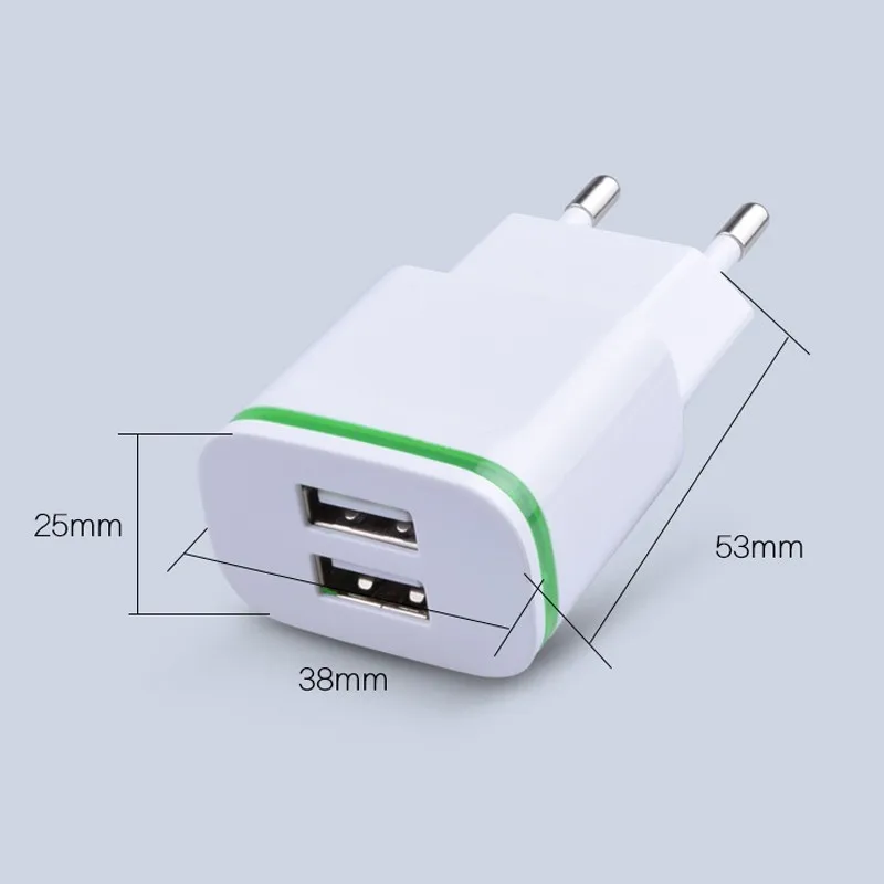 США ЕС Plug 2 Порты светодиодный свет USB Зарядное устройство 5 В 2A сетевой адаптер