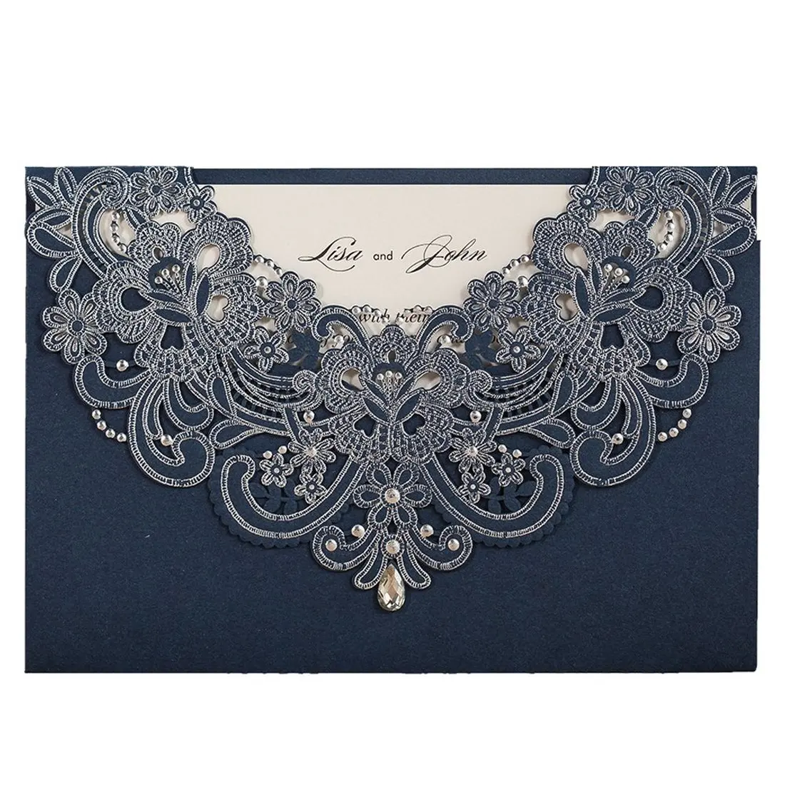 50Pcs Navy Blue Laser Cut Wedding Invitations, Rhinestone Design Personalized Invites for Dinner Graduation Party with Envelopes
50Pcs Navy Blue Laser Cut Wedding Invitations, Rhinestone Design Personalized Invites for Dinner Graduation Party with Envelopes