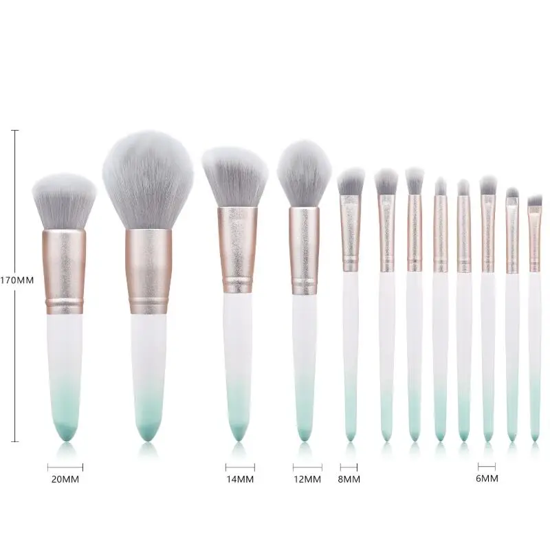 12pcs Makeup Brushes Set Powder Foundation Blush Eye Gradient Green Make Up Brush Professional Makeup Tool 
12pcs Makeup Brushes Set Powder Foundation Blush Eye Gradient Green Make Up Brush Professional Makeup Tool