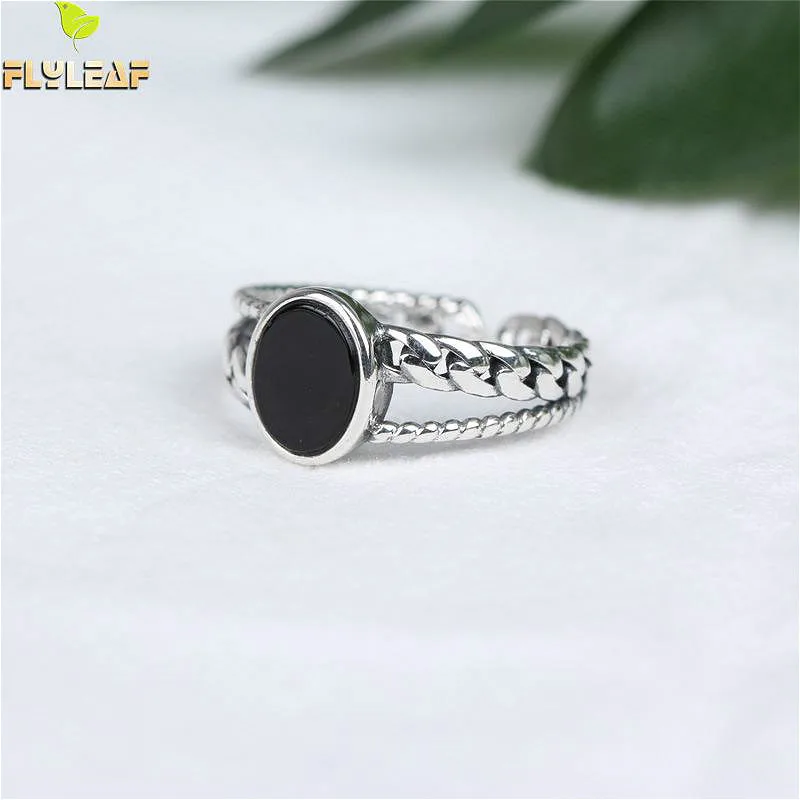 Flyleaf 925 Sterling Silver Rings For Women Personality Bblack Agate Chain Femme Fashion Fine Jewelry Simple Open Ring Vintage
Flyleaf 925 Sterling Silver Rings For Women Personality Bblack Agate Chain Femme Fashion Fine Jewelry Simple Open Ring Vintage