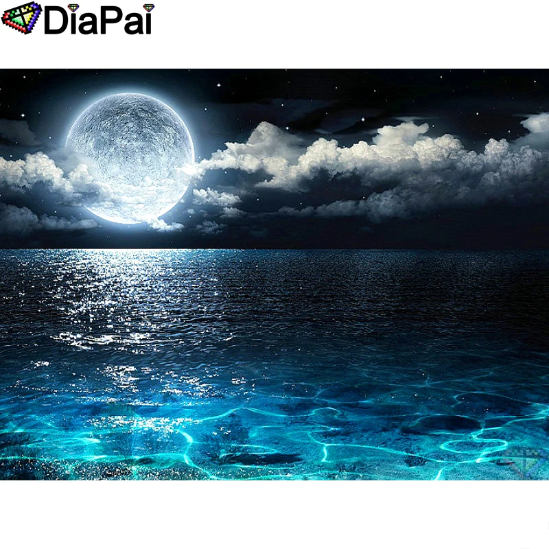 

DIAPAI Diamond Painting 5D DIY 100% Full Square/Round Drill "Moon sea landscape" Diamond Embroidery Cross Stitch 3D Decor A18522