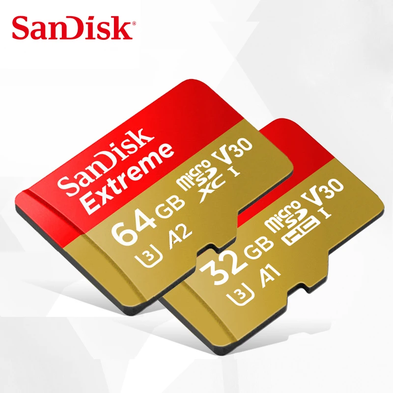 

SanDisk Extreme Memory Card 64GB 32GB microSDHC/micro SDXC UHS-I micro SD card U3 Read Speed Up to 100MB/s TF Card V30 4K UHD