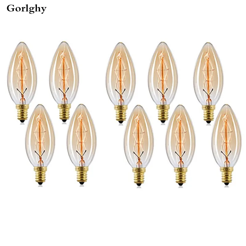 

40pcs/lot Edison Lamp 40W E14 Retro Incandescent Light Dimmable C35L C35 Vintage Bulb for Home Decortion Bar 220V 240V for home