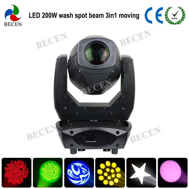 BECEN LED 200 Вт Moving Head Beam Spot Wash 3in1 Party Light DMX512 DJ stage lighting 1 8 шт|Эффект освещения сцены| |