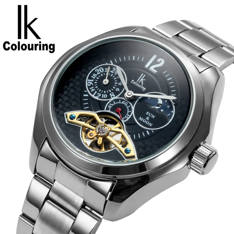 IK Colouring Men Tourbillon Watch Stainless Steel Band Automatic Mechanical Wristwatch Moon Phase Male Clock Relogio Masculino
IK Colouring Men Tourbillon Watch Stainless Steel Band Automatic Mechanical Wristwatch Moon Phase Male Clock Relogio Masculino