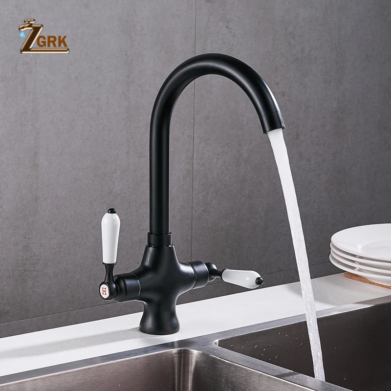 ZGRK Kitchen Faucets Matte Black Dual Handle Kitchen Tap Single Hole 360 Rotation Water Mixer Tap Mixer Tap CFS5002B
ZGRK Kitchen Faucets Matte Black Dual Handle Kitchen Tap Single Hole 360 Rotation Water Mixer Tap Mixer Tap CFS5002B