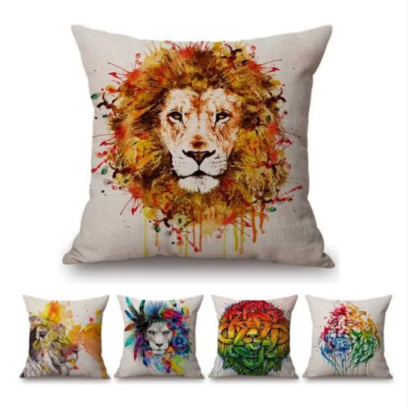 Nordic Animal Lion Home Decorative Throw Pillow For Sofa Watercolor Splatter Art Cotton Linen Square Office Chair Cushion Cover
Nordic Animal Lion Home Decorative Throw Pillow For Sofa Watercolor Splatter Art Cotton Linen Square Office Chair Cushion Cover