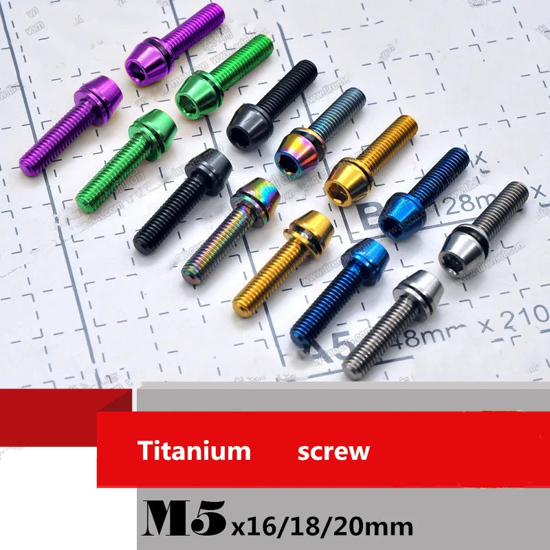 6pcs titanium screw m5x16/18/20mm Bicycle stem mountain bike road bike anti-oxidation disc brake titanium bolt
6pcs titanium screw m5x16/18/20mm Bicycle stem mountain bike road bike anti-oxidation disc brake titanium bolt