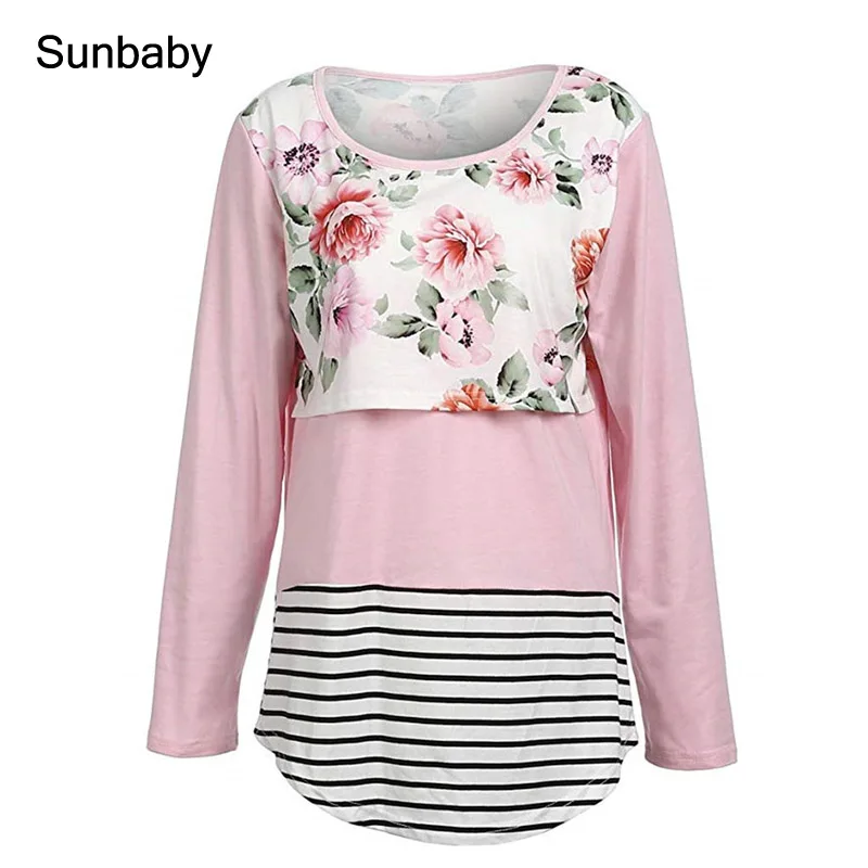 SUNbaby pregnant clothes Long-sleeved floral monochrome and stripe stitching are stylish breastfeeding clothes T04015
SUNbaby pregnant clothes Long-sleeved floral monochrome and stripe stitching are stylish breastfeeding clothes T04015
