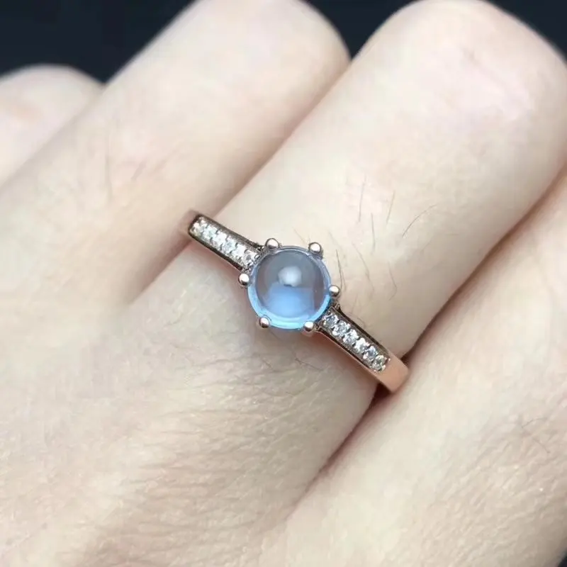 Женское кольцо из серебра 925 пробы с голубым топазом 5 мм | Украшения и аксессуары