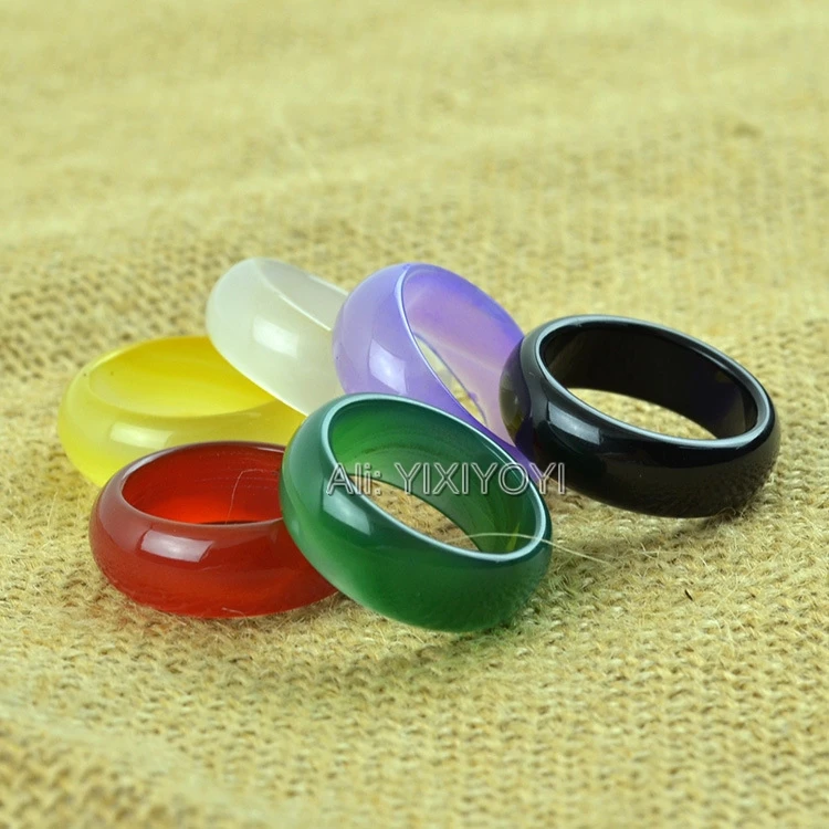 6pcs Beautiful 12mm Wide Natural Red Green Yellow White Agate Jade Ring Woman Man's Lucky Rings 9-10# Charm Gift Jewelry
6pcs Beautiful 12mm Wide Natural Red Green Yellow White Agate Jade Ring Woman Man's Lucky Rings 9-10# Charm Gift Jewelry