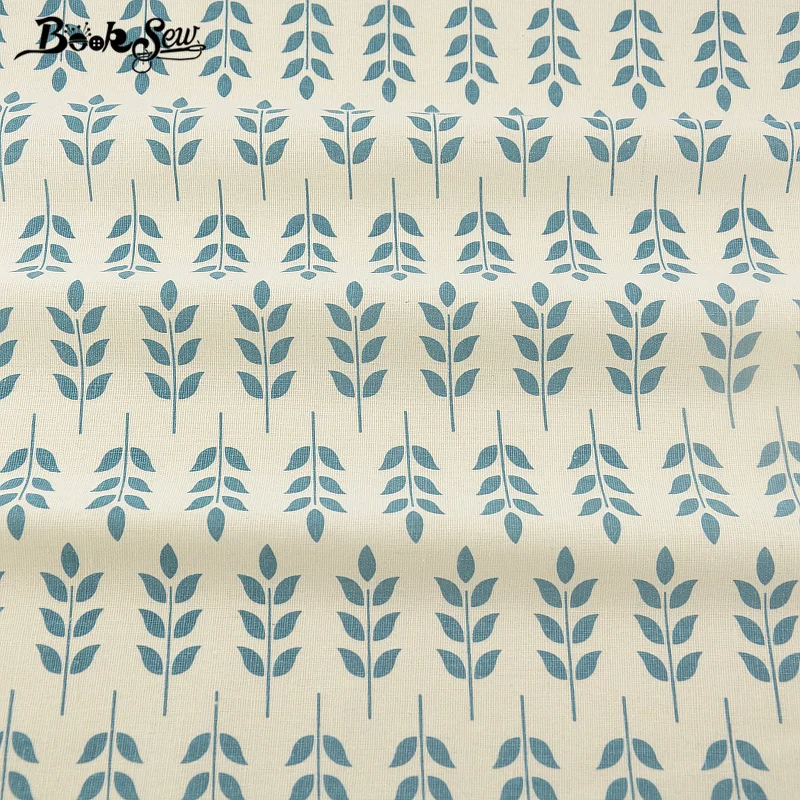 Booksew дизайнерская хлопковая льняная ткань с зелеными листьями для шитья скатерть