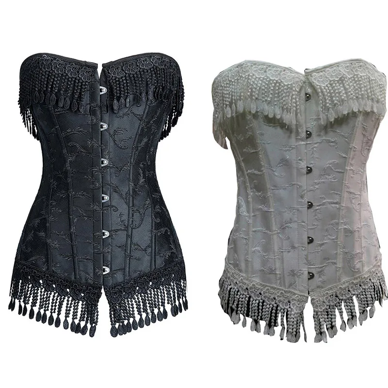 Promotion Spring 2018 Corselet Body Shaper Women Satin Embroidered Zipper Front Corset White Black Overbust Steel Boned Corsets
Promotion Spring 2018 Corselet Body Shaper Women Satin Embroidered Zipper Front Corset White Black Overbust Steel Boned Corsets