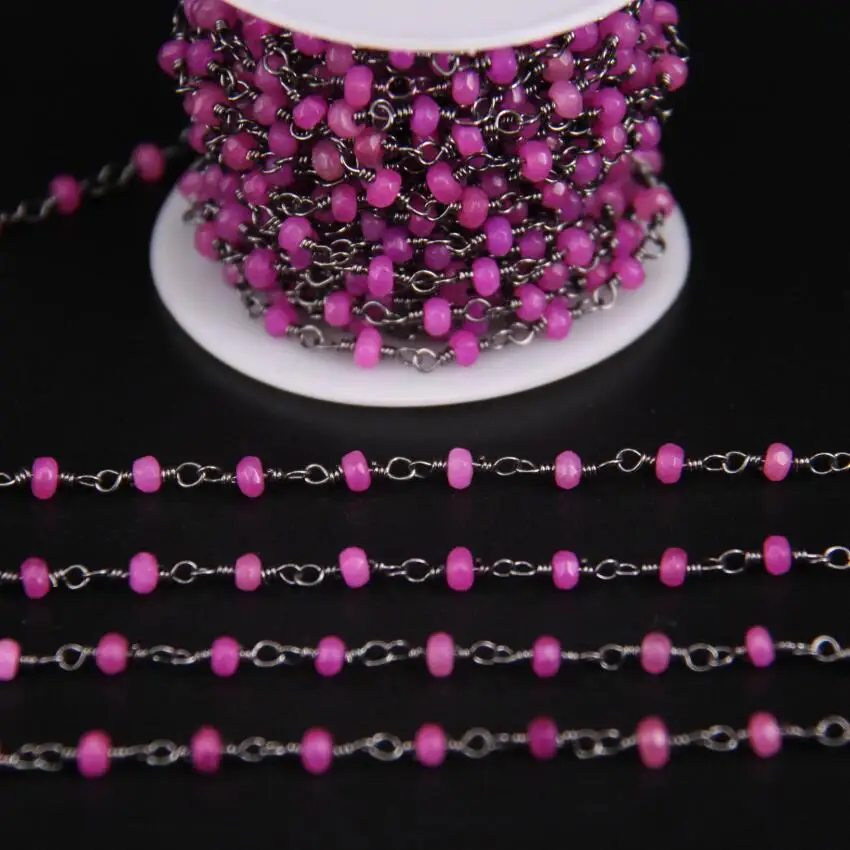 2x4mm Rose Pink Malaysia Jades Faceted Rondelle Gun Black Chain,Metal Black Wire Wrapped Rosary Style Chain Charms
2x4mm Rose Pink Malaysia Jades Faceted Rondelle Gun Black Chain,Metal Black Wire Wrapped Rosary Style Chain Charms
