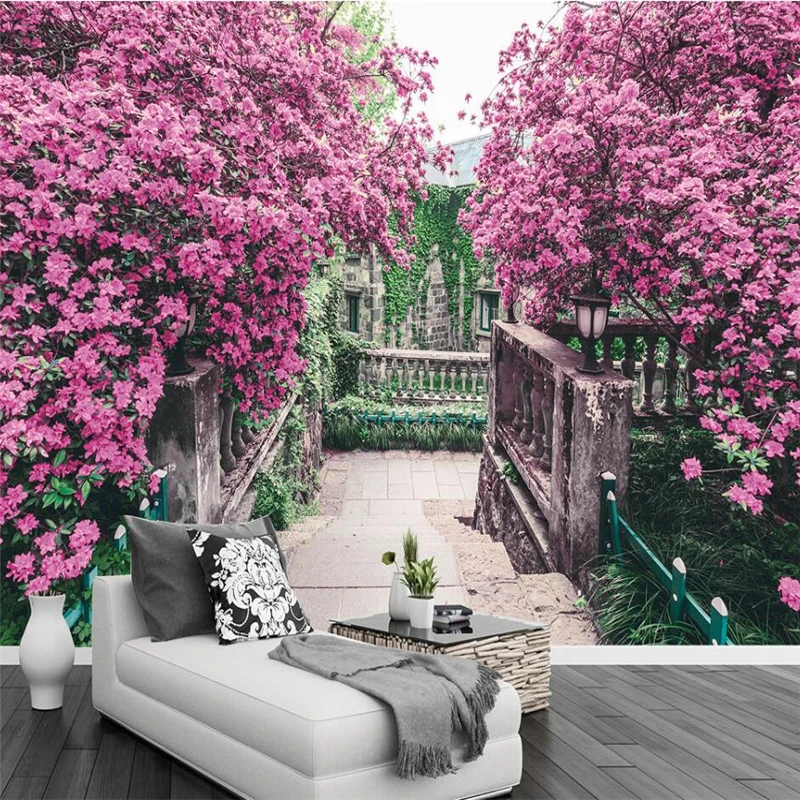 beibehang Pink flower European style garden TV background wall European sofa wall custom large mural green wallpaper
beibehang Pink flower European style garden TV background wall European sofa wall custom large mural green wallpaper