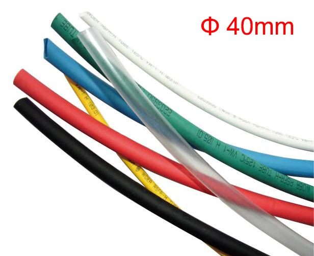 

1 м Соотношение 2:1 40 мм Диаметр желтый красный синий зеленый прозрачный Белый Черный Полиолефиновый провод изоляция кабель втулка термоусадочная трубка