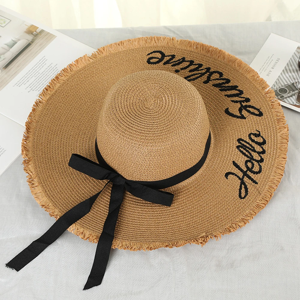 Beach Vacation Sunscreen Big Hat Women Wide Brim Bow-knot Bandage Sweet Casual Dome Fresh Khaki Western Summer Straw Hats
Beach Vacation Sunscreen Big Hat Women Wide Brim Bow-knot Bandage Sweet Casual Dome Fresh Khaki Western Summer Straw Hats