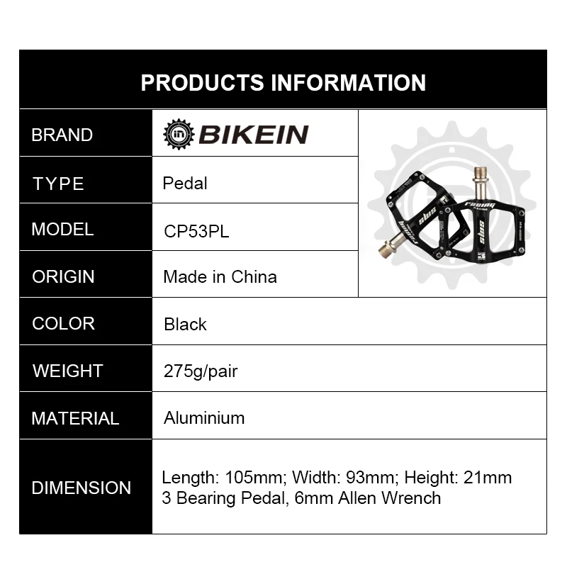BIKEIN Outdoor Cycling Mountain Bike DU Bearing CNC Aluminum BMX Pedal MTB Bicycle 9/16 Inch Anti-Slip Flat Pedals Accessories
BIKEIN Outdoor Cycling Mountain Bike DU Bearing CNC Aluminum BMX Pedal MTB Bicycle 9/16 Inch Anti-Slip Flat Pedals Accessories